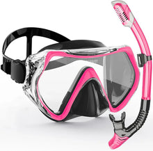 Load image into Gallery viewer, Adult Snorkel and Dive Mask Set with Silicone Seal, Dry Snorkel and 180 Degree Clear Vision
