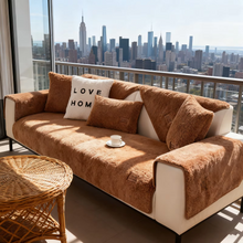 Load image into Gallery viewer, Plush Lamb Wool Sofa Cover, Soft Non Slip Cushion Protector for Modern Living Rooms
