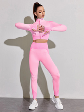 Load image into Gallery viewer, Seamless Women’s Yoga Set with Long Sleeve Crop Top and High Waist Leggings
