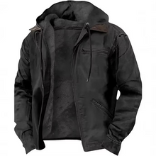 Load image into Gallery viewer, Fleece Lined Hooded Work Jacket with Adjustable Hood and Relaxed Fit for Winter
