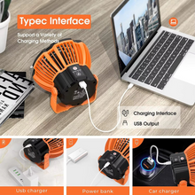Load image into Gallery viewer, Rechargeable Camping Fan with LED Light, Remote Control and Hanging Hook

