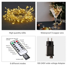 Load image into Gallery viewer, LED Cluster String Light, Warm White and Cool White, Silver Wire, Waterproof for Christmas, Wedding and Party
