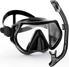 Load image into Gallery viewer, Adult Snorkel and Dive Mask Set with Silicone Seal, Dry Snorkel and 180 Degree Clear Vision
