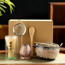 Load image into Gallery viewer, Japanese Matcha Tea Set with Bamboo Whisk, Scoop, Bowl and Holder – 6 Piece Complete Matcha Making Kit
