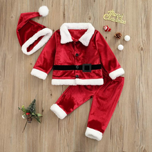 Load image into Gallery viewer, Toddler Christmas Santa Claus Costume 3 Piece Set with Cardigan, Pants and Hat
