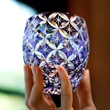 Load image into Gallery viewer, Violet Edo Kiriko Hand Cut Crystal Whiskey Glass with Seven Treasure Pattern
