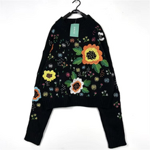 Load image into Gallery viewer, Vintage Japanese 3D Floral Embroidered Soft Knit Sweater
