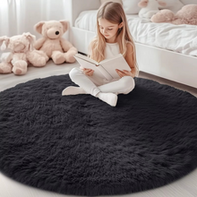 Load image into Gallery viewer, Round Shaggy Fluffy Area Rug for Bedroom or Living Room – Non-Slip, Machine Washable
