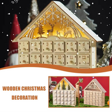 Load image into Gallery viewer, Wooden Christmas Advent Calendar 24-Day Reusable Countdown Tabletop Decoration
