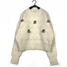 Load image into Gallery viewer, Vintage Japanese 3D Floral Embroidered Soft Knit Sweater
