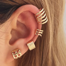 Load image into Gallery viewer, Elegant Gold Leaf Clip-On Ear Cuff Set for Women
