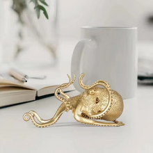Load image into Gallery viewer, Versatile Golden Octopus Desk Organizer &amp; Phone Stand
