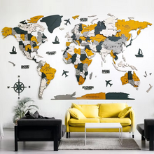 Load image into Gallery viewer, 3D Solid Wood World Map Wall Art - Nordic-Style Home Decor

