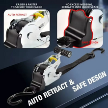 Load image into Gallery viewer, Retractable Ratchet Straps - Fast, Secure, and Tangle-Free Tie-Down Solution
