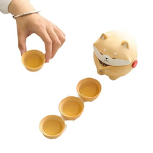 Load image into Gallery viewer, Portable Ceramic Travel Tea Set with Shiba Inu Design
