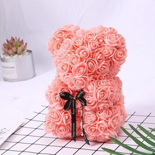 Load image into Gallery viewer, 9.8in Artificial Rose Teddy Bear Gift with Display Box - Romantic Anniversary or Valentine's Day Decor

