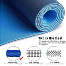 Load image into Gallery viewer, TPE Yoga Mat Non Slip Double Layer Exercise and Pilates Mat with Carry Bag
