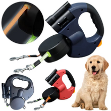 Load image into Gallery viewer, Retractable Dual Dog Leash with 360 Degree Swivel and LED Safety Light for Walking Two Dogs
