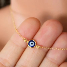 Load image into Gallery viewer, Blue Evil Eye Clavicle Necklace in Stainless Steel
