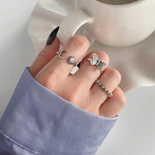 Load image into Gallery viewer, Star and Moon Three Piece Vintage Open Ring Set for Women
