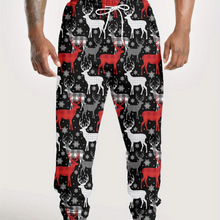 Load image into Gallery viewer, Men's Christmas Pants Santa Reindeer and Tree Print Red and White Holiday Trousers
