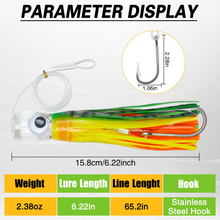 Load image into Gallery viewer, 5pcs Rigged Trolling Skirt Tuna Lures for Mahi, Marlin, Shark, and Wahoo – Big Game Saltwater Fishing Lures
