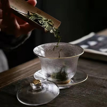 Load image into Gallery viewer, Japanese Handmade Heat Resistant Glass Gaiwan Tea Bowl Set for Tea Ceremony and Travel
