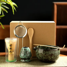 Load image into Gallery viewer, Japanese Matcha Tea Set with Bamboo Whisk, Scoop, Bowl and Holder – 6 Piece Complete Matcha Making Kit
