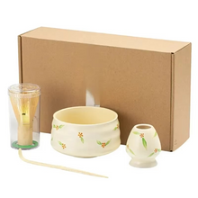 Load image into Gallery viewer, Handmade Bamboo Matcha Tea Set with Whisk Holder Spoon Bowl and Cup
