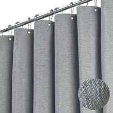 Load image into Gallery viewer, Luxury Linen Shower Curtain with Silver Hooks, Waterproof Thick Fabric Bath Curtain for Large Bathtubs

