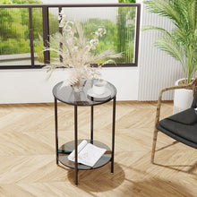 Load image into Gallery viewer, 2-Tier Round Glass Coffee Table, Modern Metal Frame Living Room Side Table
