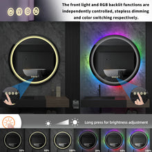 Load image into Gallery viewer, Large Round Lighted Bathroom Mirror, RGB Color Changing LED Anti-Fog Backlit Mirror
