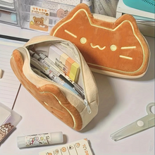 Load image into Gallery viewer, Caramel Cat Plush Pencil Case – Large Capacity Cute Organizer for Students
