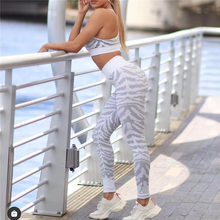 Load image into Gallery viewer, Women’s Tiger Pad Yoga and Fitness Set with High Waist Leggings and Supportive Sports Bra
