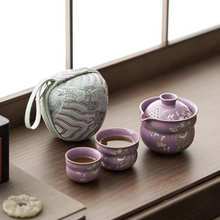 Load image into Gallery viewer, Gilded Silver Lotus Gourd Travel Tea Set
