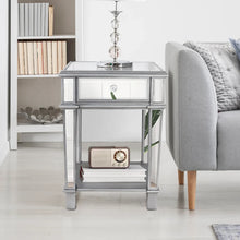 Load image into Gallery viewer, Mirrored Nightstand, Modern Bedside Table with Drawer, Silver Glass End Table for Bedroom
