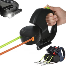 Load image into Gallery viewer, Premium Retractable Double Dog Leash with Reflective Tape and LED Light for Small Dogs
