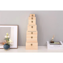 Load image into Gallery viewer, Wooden Hinged Square Storage Box – Desktop Organizer and Jewelry Container
