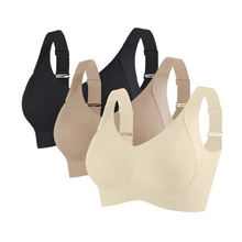 Load image into Gallery viewer, Seamless V-Neck Push-Up Bra with Adjustable Wide Straps
