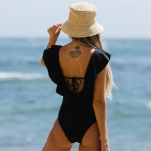 Load image into Gallery viewer, Deep V Neck Ruffle Push Up One Piece Swimsuit
