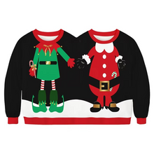 Load image into Gallery viewer, Double Ugly Christmas Couple Sweater Funny Siamese Twins 3D Printed Pullover for Couples
