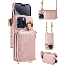 Load image into Gallery viewer, Premium Leather Multi-Function iPhone Case with Anti-Degaussing Protection
