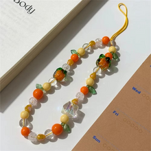 Load image into Gallery viewer, Cute 3D Orange Persimmon Beaded Phone Chain Charm
