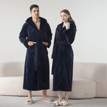 Load image into Gallery viewer, Fleece Hooded Long Bathrobe for Winter Warmth
