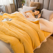 Load image into Gallery viewer, Solid Color Sherpa Blanket, Reversible Plush Duvet Cover
