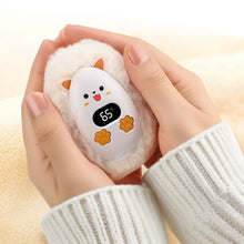 Load image into Gallery viewer, Rechargeable Hand Warmer with Cat Plush Cover and Digital Display, 1200 mAh
