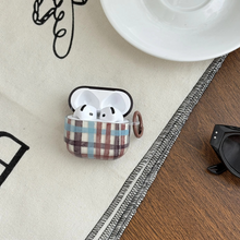 Load image into Gallery viewer, Retro Chocolate Blue Check Plaid Earphone Case
