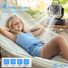Load image into Gallery viewer, Rechargeable Camping Fan with 20000mAh Battery, 4 Speeds and LED Lantern
