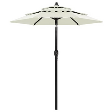 Load image into Gallery viewer, 6.5 ft Sand-Colored 3-Tier Patio Umbrella with Aluminum Pole, Crank and Tilt for Terrace and Garden
