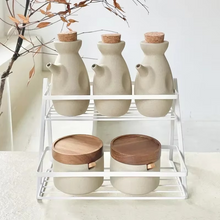 Load image into Gallery viewer, Retro Ceramic Seasoning Jar with Wooden Lid for Salt, Sugar, and Spices
